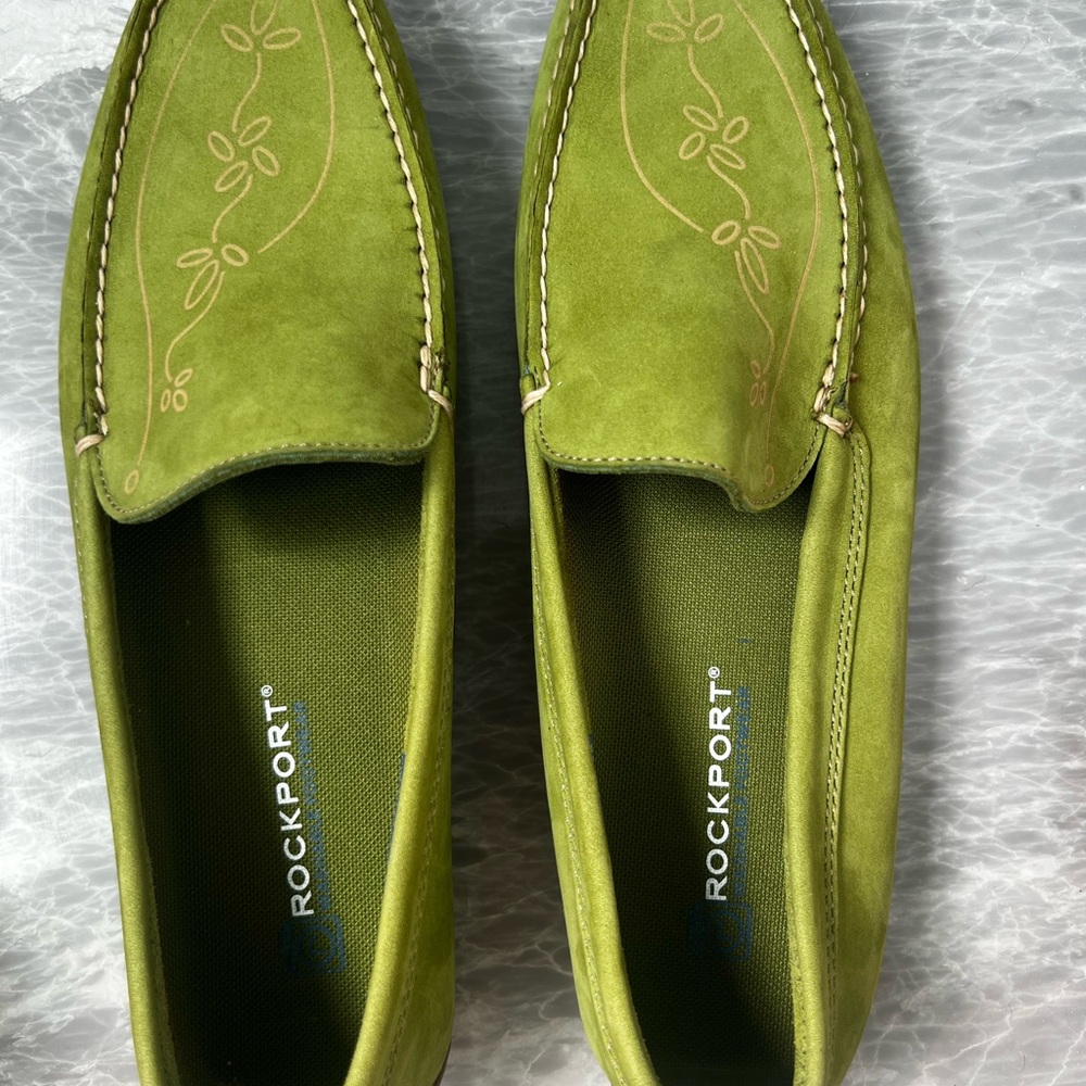 Rockport Olive Green Suede Slip-On Loafers